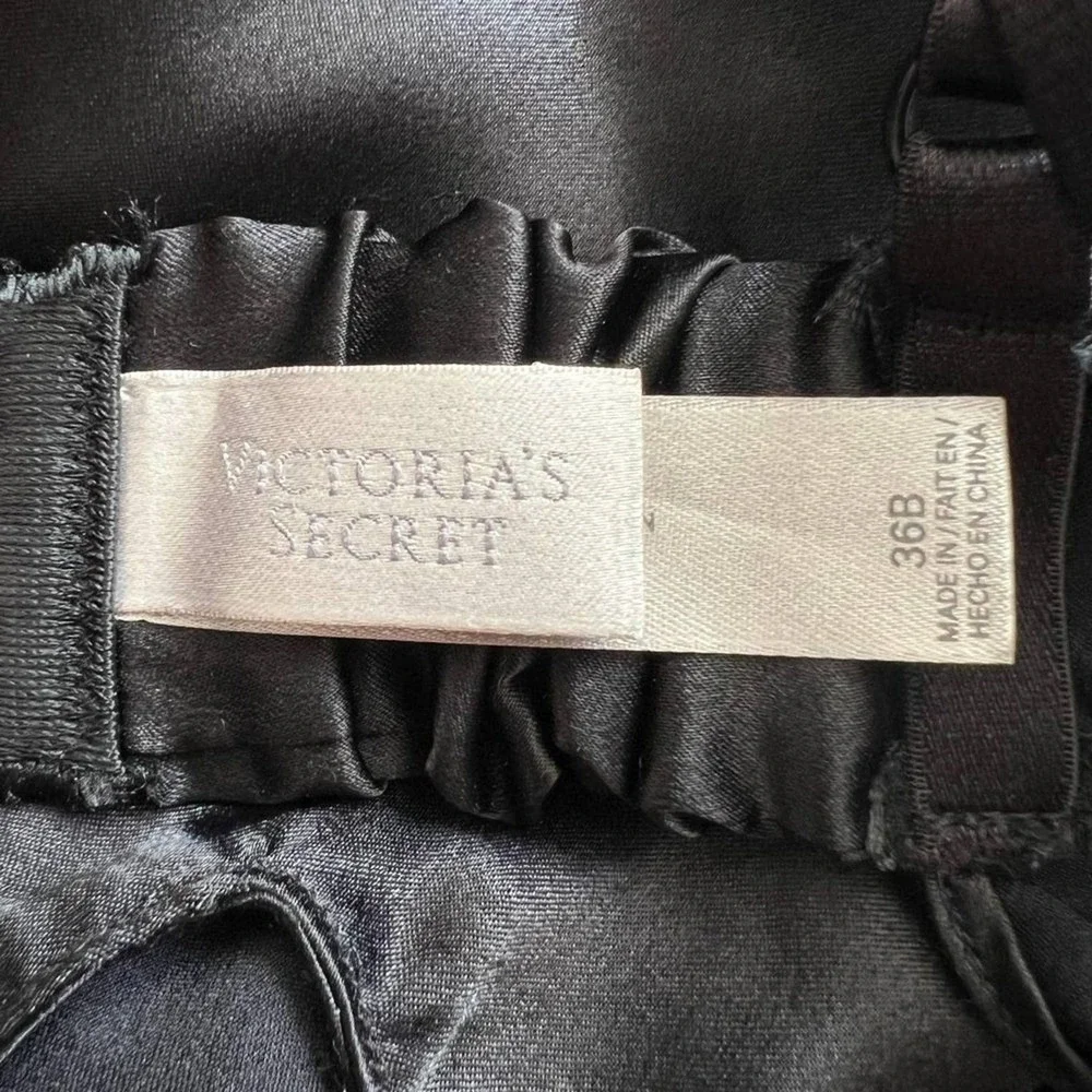 VICTORIA'S SECRET Black Lightly Padded Chemise,Size 36B